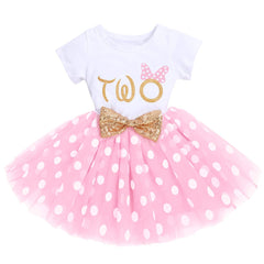 IBTOM CASTLE baby girls 2nd birthday dress for cake smash photos.