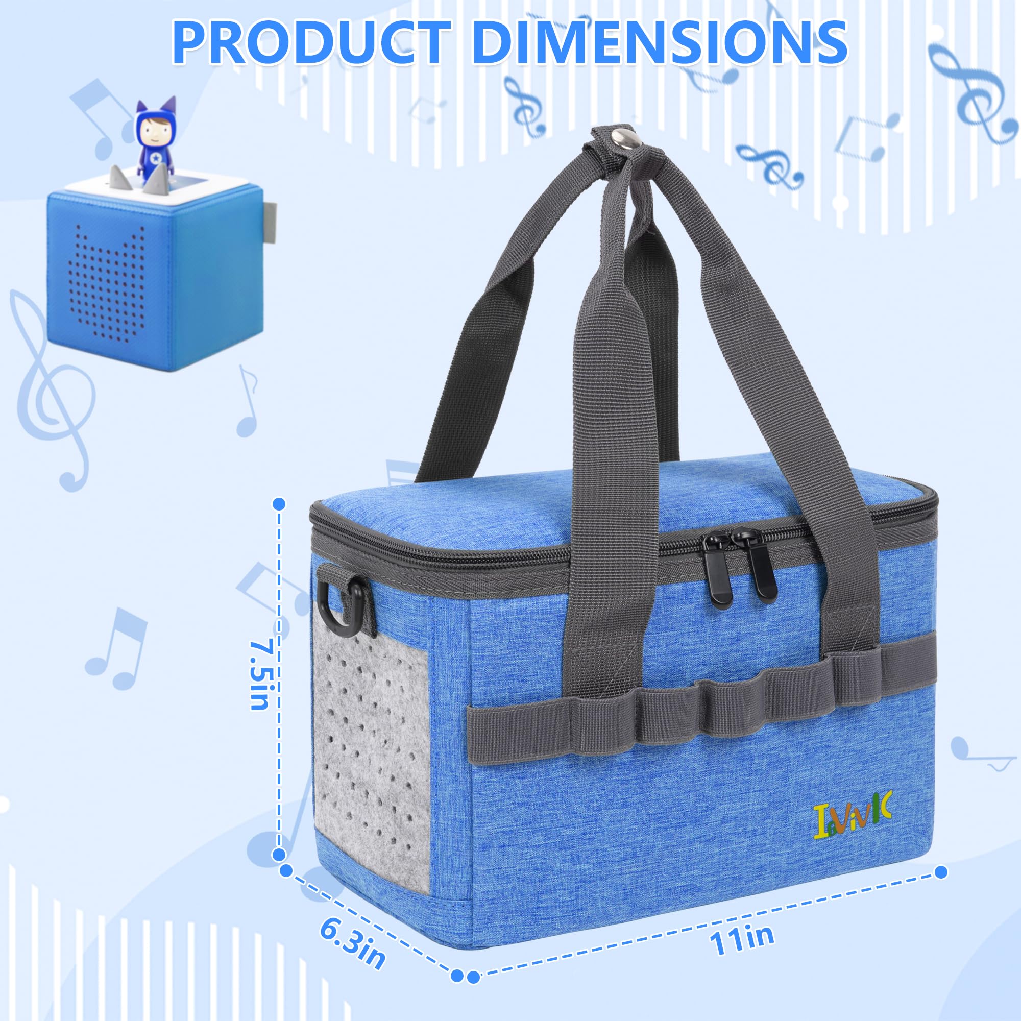 IBVIVIC Toniebox carrying case blue side mesh panel, breathable storage for Tonies