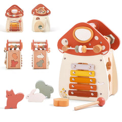 ibwaae 8-in-1 wooden activity cube close-up showing safe finish for toddlers