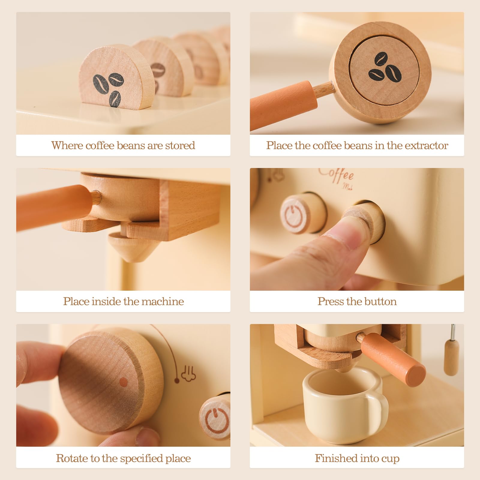 ibwaae wooden coasters support neat play space and spillage free pretend coffee