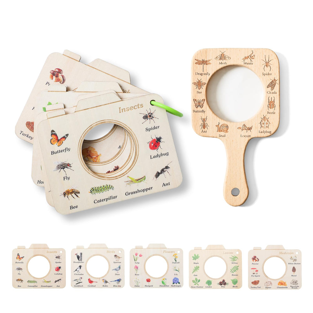Ibwaae wooden magnifying glass for kids shows safe hands-on discovery outdoors