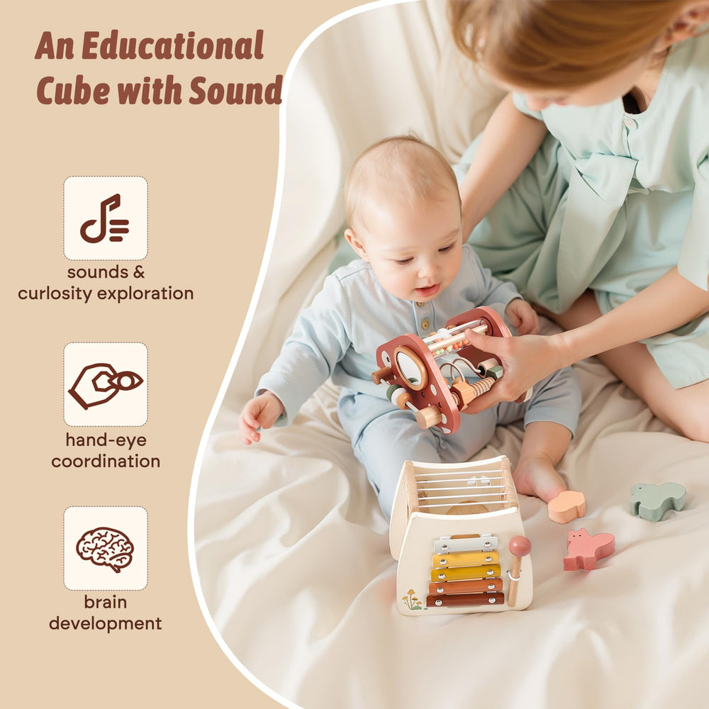 ibwaae rain stick on cube delivering sensory feedback during play