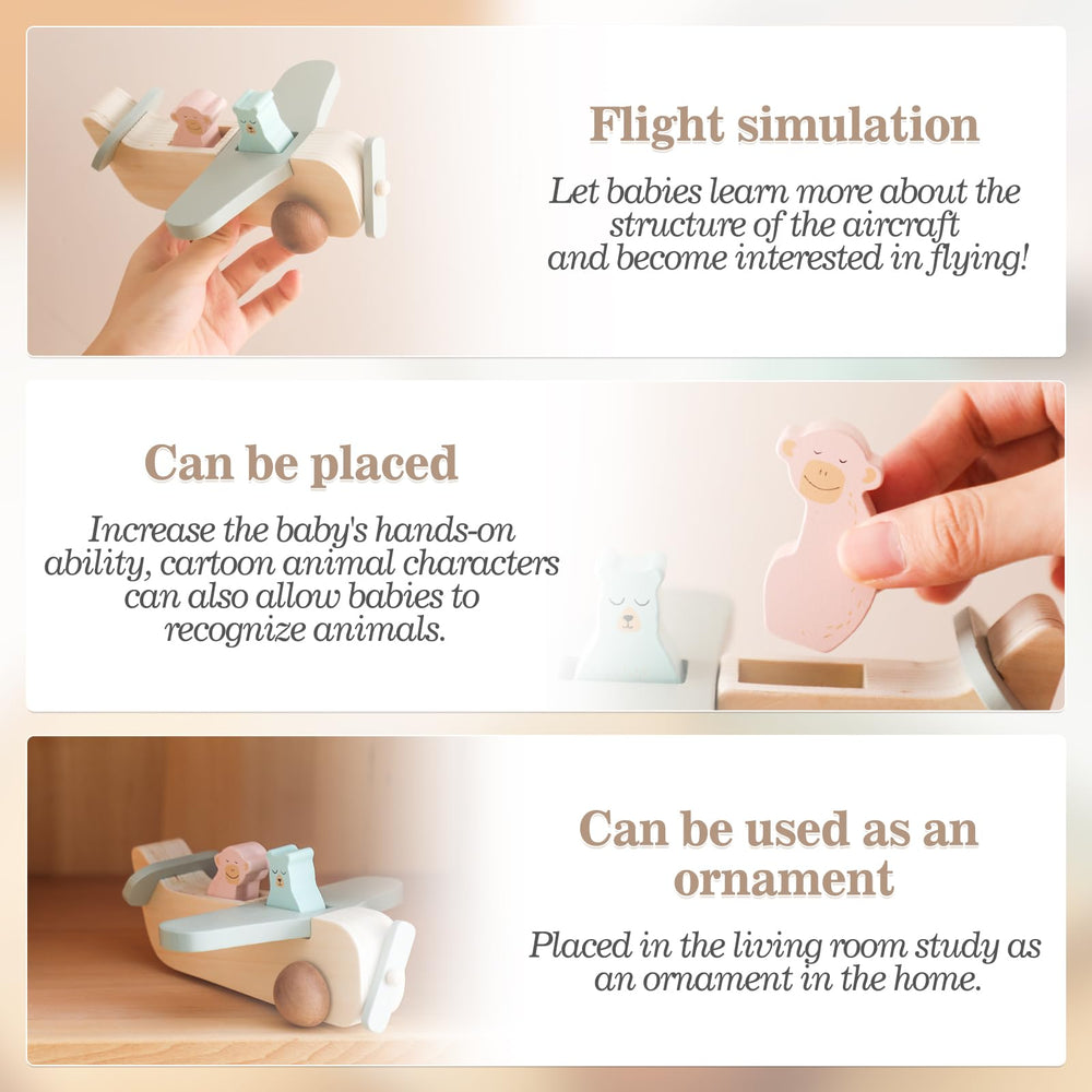 ibwaae wooden airplane toys set rounded edges for safety