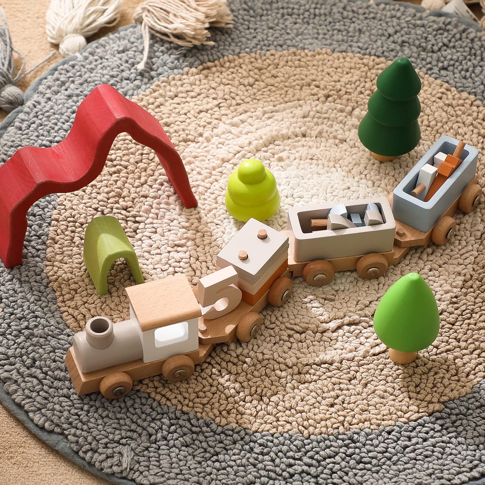 ibwaae wooden train set candle head, birthday decoration that doubles as a toy