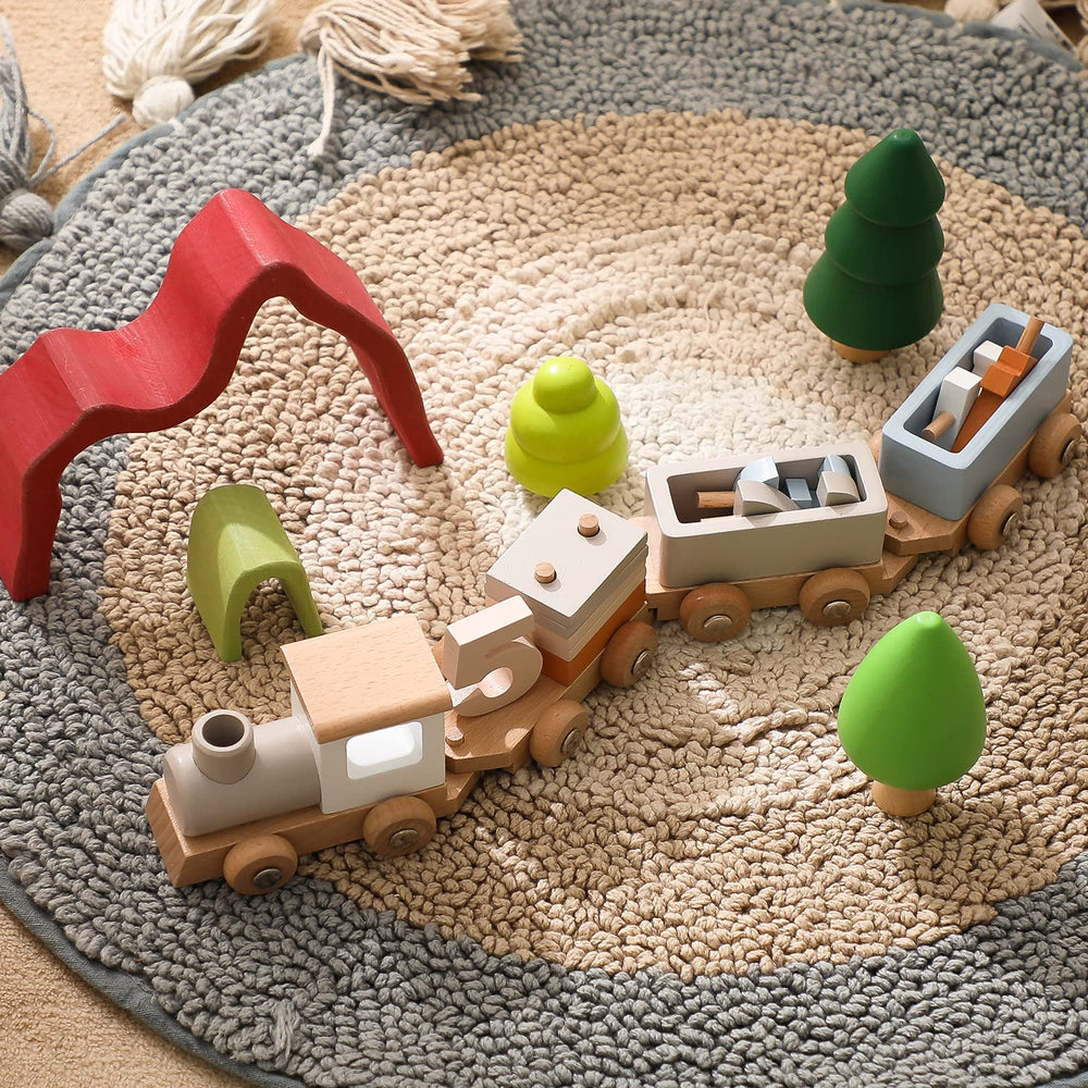 ibwaae wooden train set candle head, birthday decoration that doubles as a toy