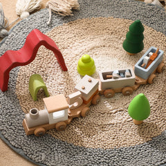 ibwaae wooden train set candle head, birthday decoration that doubles as a toy