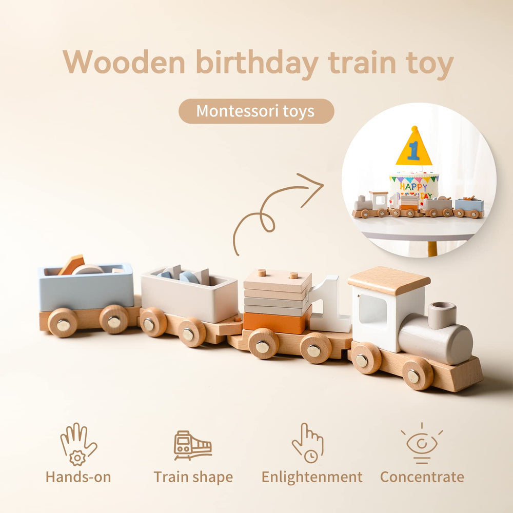 ibwaae wooden train set number blocks, numbers 1–5 for counting play