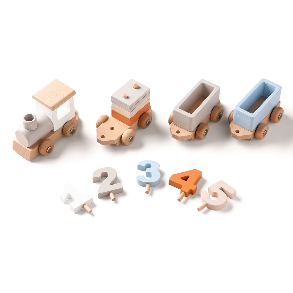 ibwaae wooden train set wagon 1, colorful car for stacking and rolling