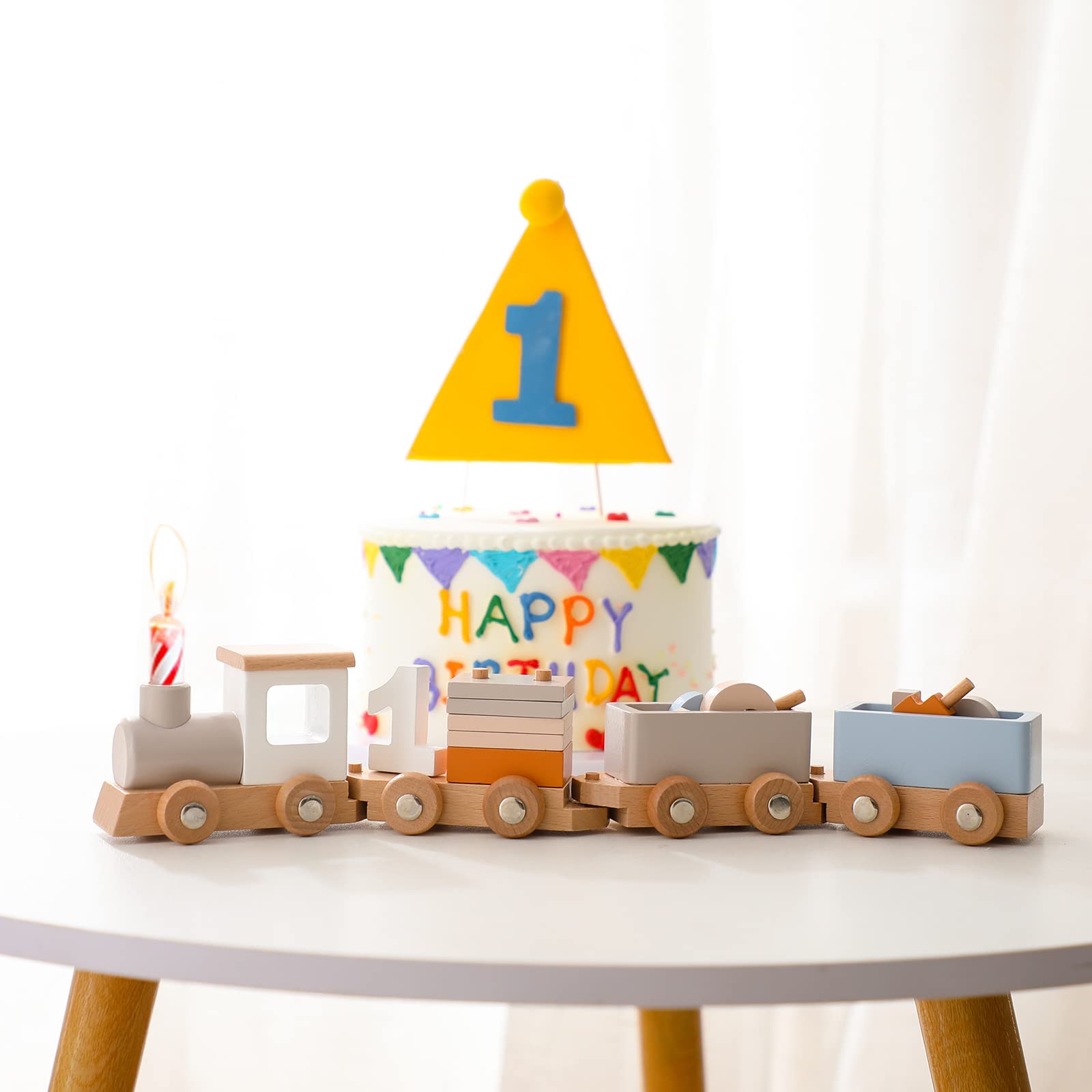 ibwaae wooden train set wagon 2, durable wood with water-based paint