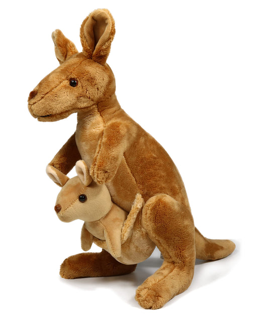 Ice King Bear Kangaroo mom plush with removable joey for imaginative play.