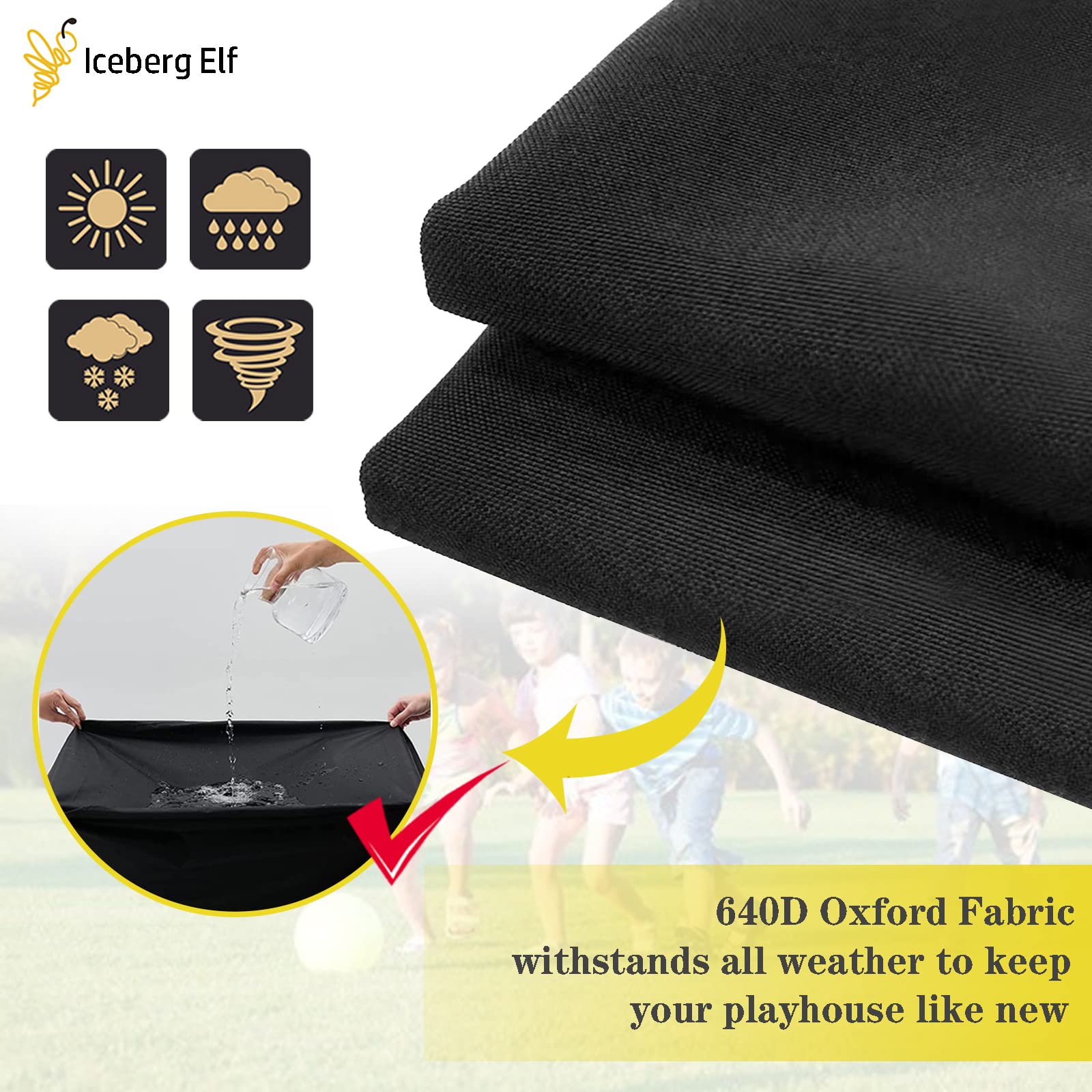 Iceberg Elf drawstring bottom keeps the cover secured during windy days.