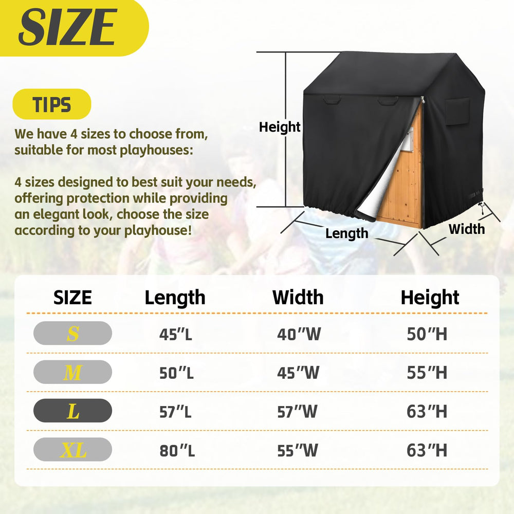 Iceberg Elf waterproof fabric protects outdoor playhouses from rain and dust.