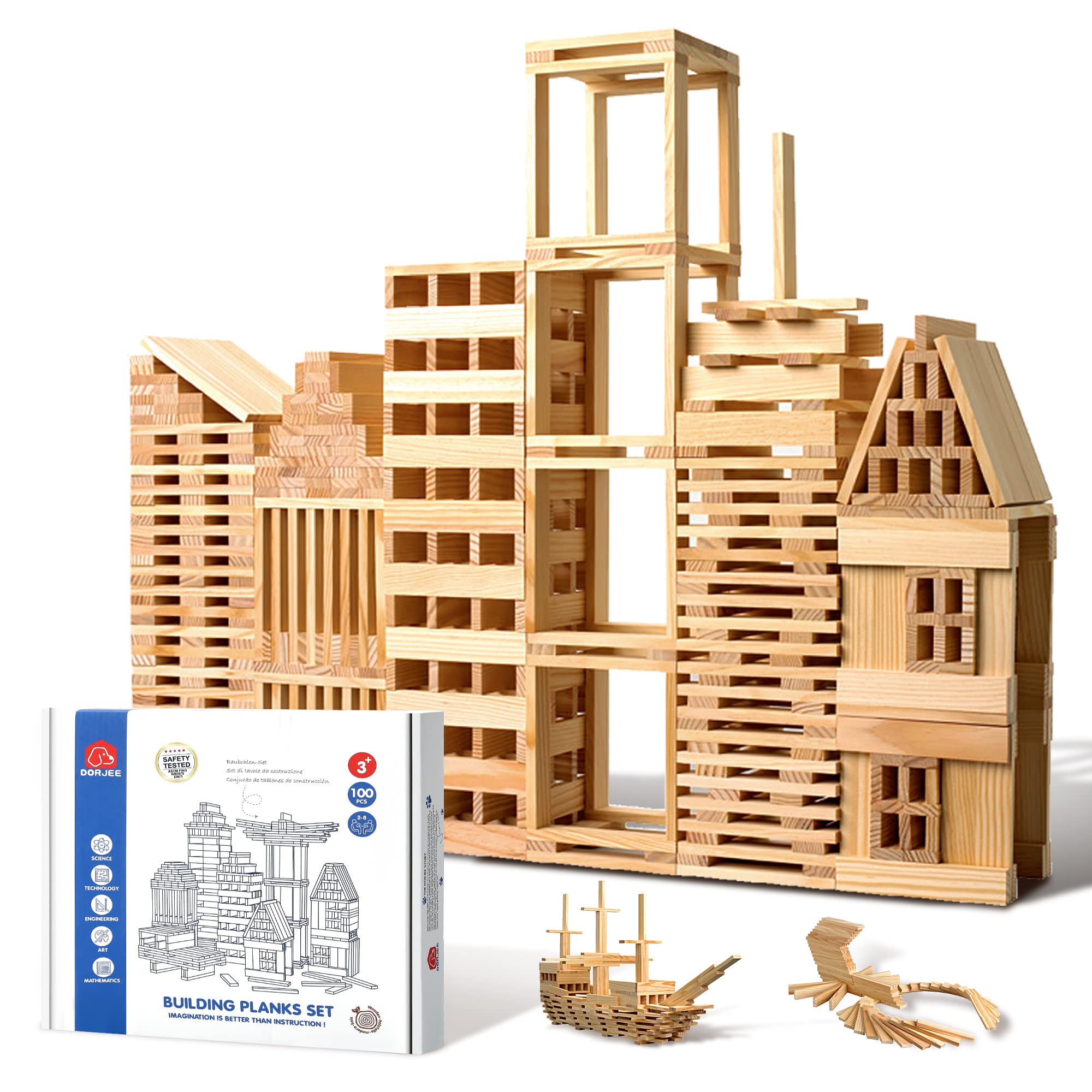 ICEKO KN classic wooden blocks with storage box for easy clean-up and play