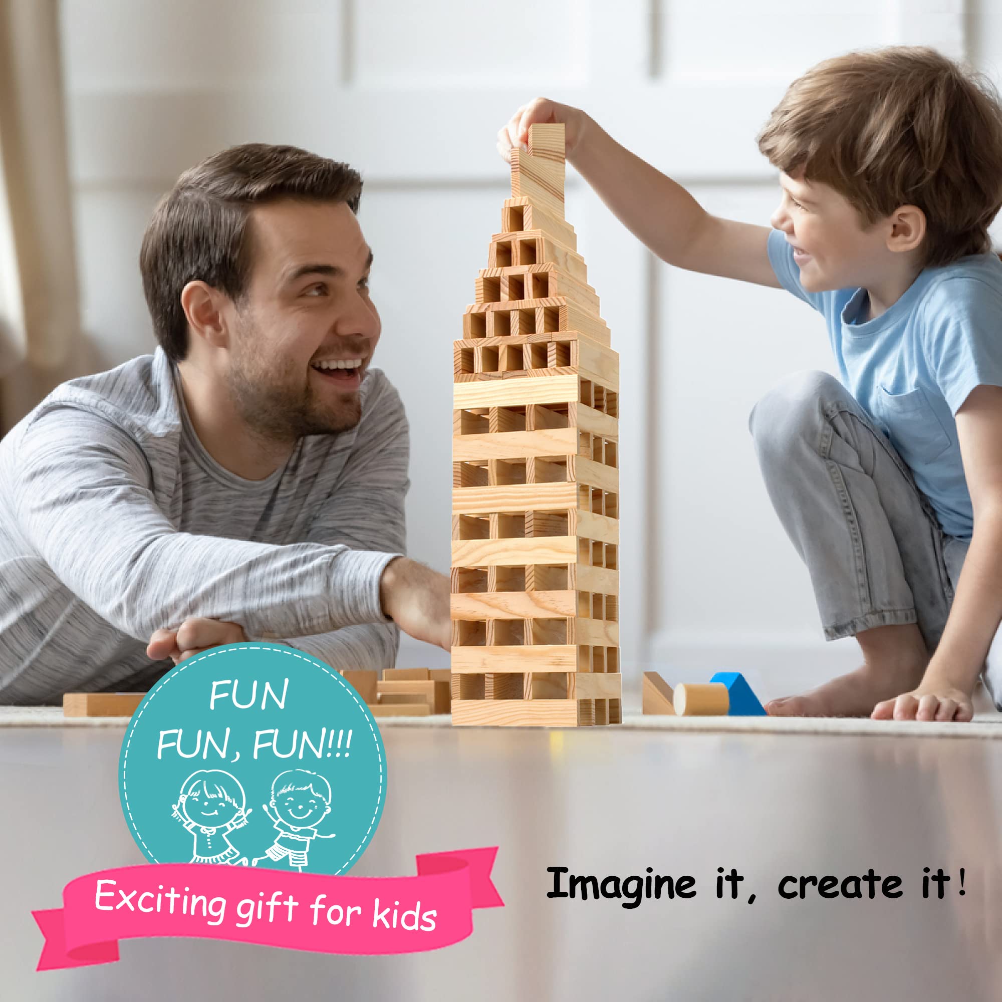 ICEKO KN natural pine blocks with smooth finish support creative building and fine motor skills