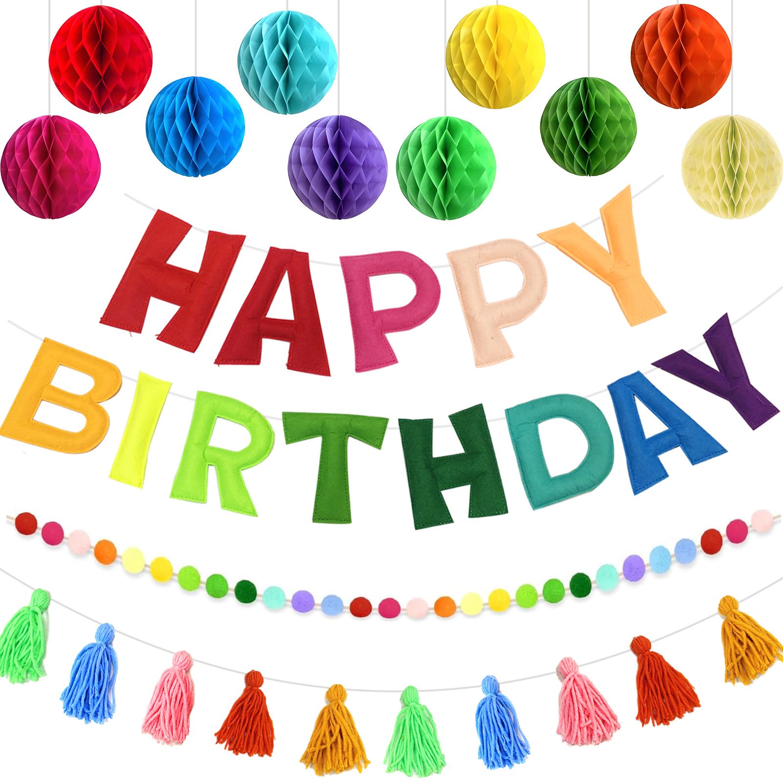 ICEXYK felt Happy Birthday banner with colorful letters for festive decor