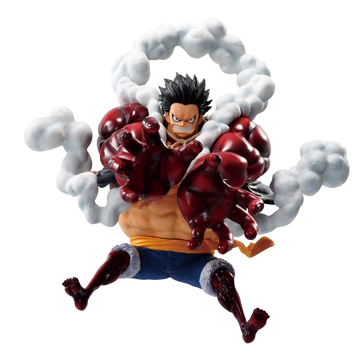 Ichibansho Monkey D. Luffy Gear 4 front view statue enhances display with premium detail.