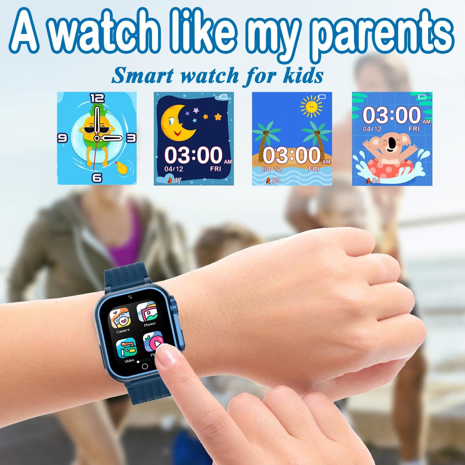 iCHOMKE Kids Smart Watch blue worn on child’s wrist