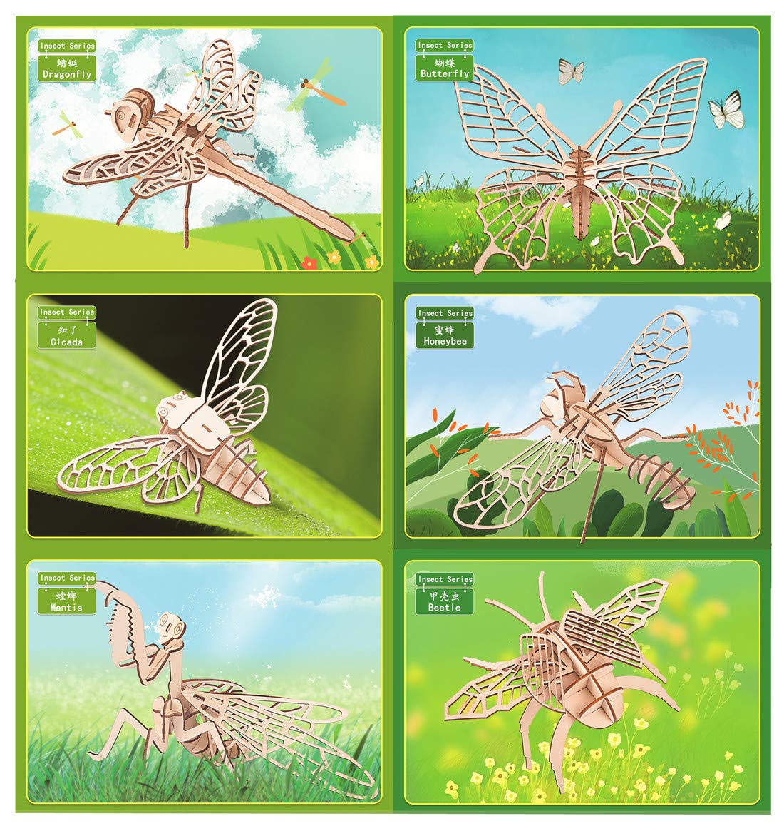 i-CHONY 3D insect puzzle dragonfly encourages careful fitting and spatial planning.