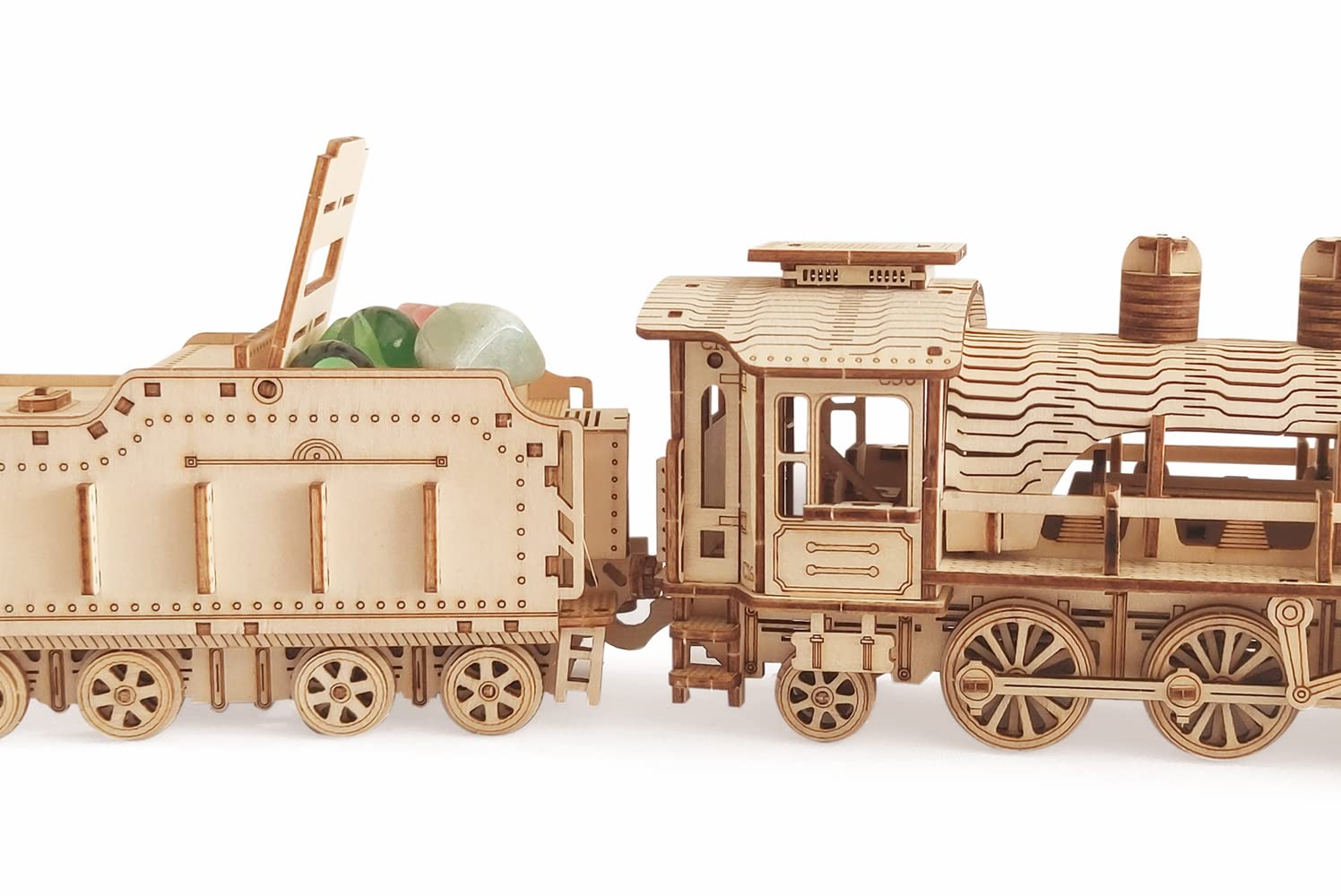 i-CHONY steam-train-laser-cut-pieces close-up highlighting precise parts for smooth fitting