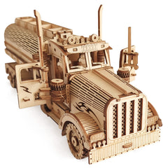 i-CHONY wooden tank truck model kit with precise pre-cut parts