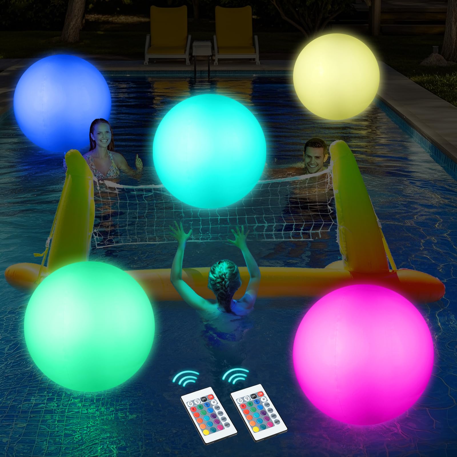 Icnice LED beach ball remote control for vivid night pool fun.