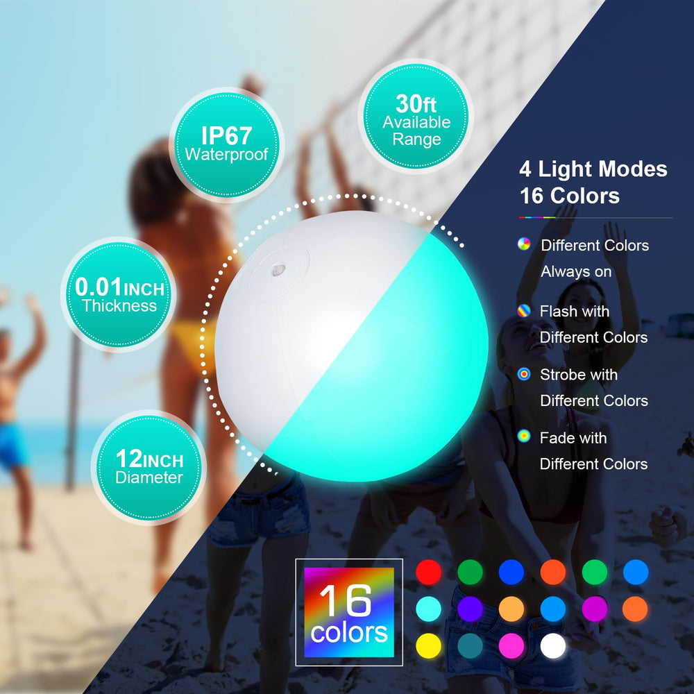 Icnice LED beach ball waterproof glow ready for water play.