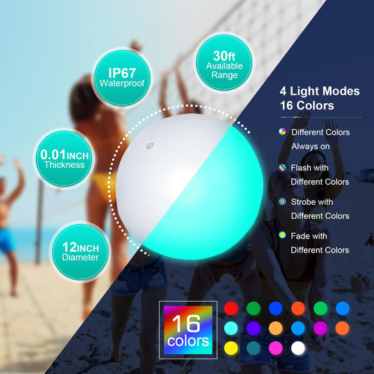 Icnice LED beach ball waterproof glow ready for water play.
