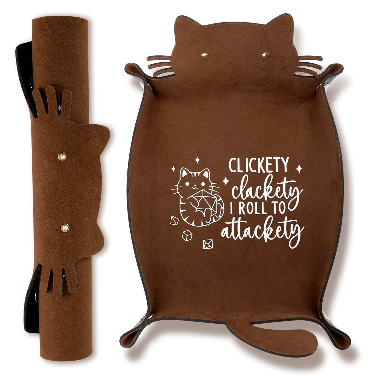 ICoDeesse cat dice tray opened to keep dice contained during gameplay.