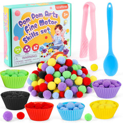 iCraftine pom poms and bowls create a vibrant hands-on fine motor play experience