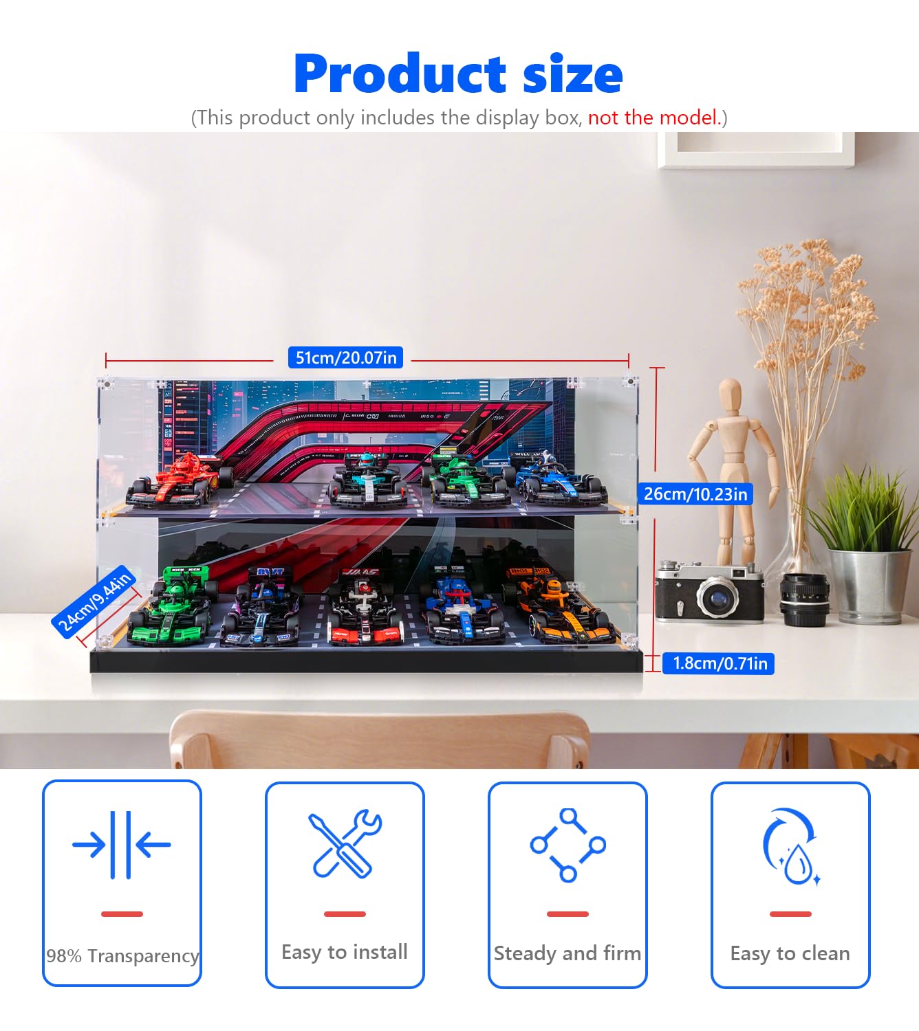iCUANUTY lego speed champions case side view keeps collection tidy and easy to admire