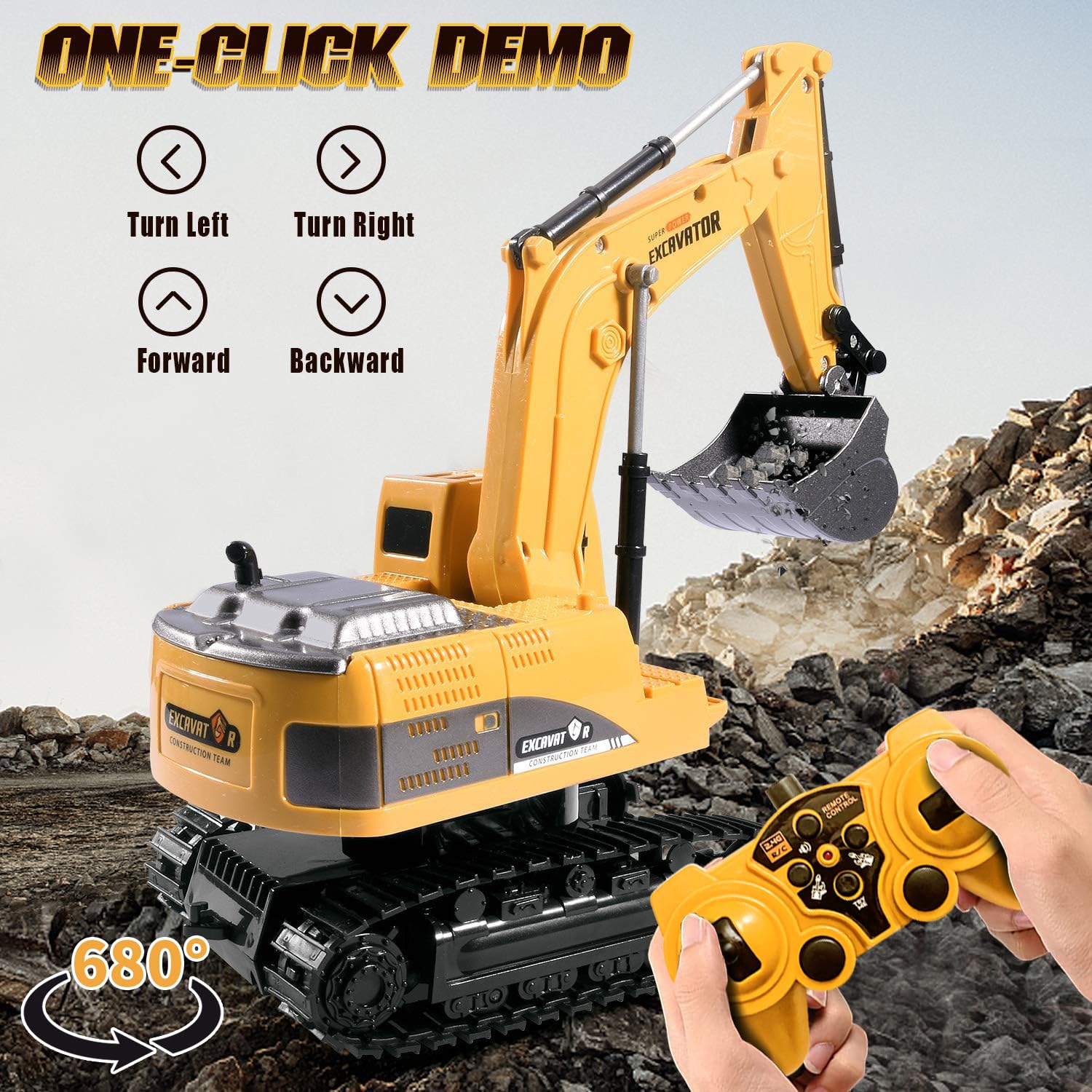 ID Gerilla RC Excavator Toy side view durable for beach or yard adventures