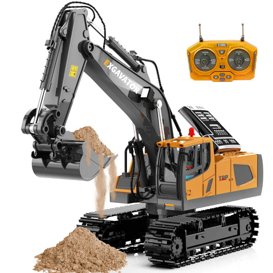 ID Gerilla remote control excavator front view for realistic play and durability