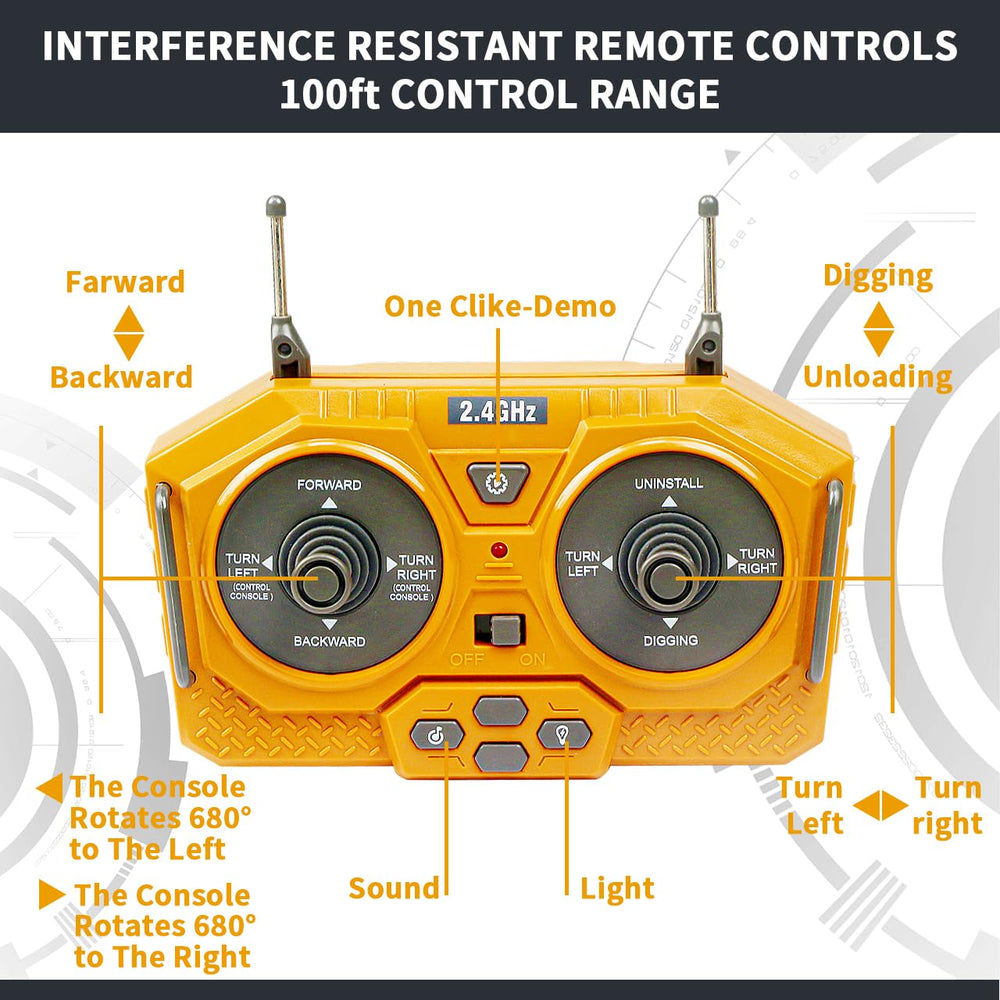 ID Gerilla RC excavator lights and sounds for immersive experience