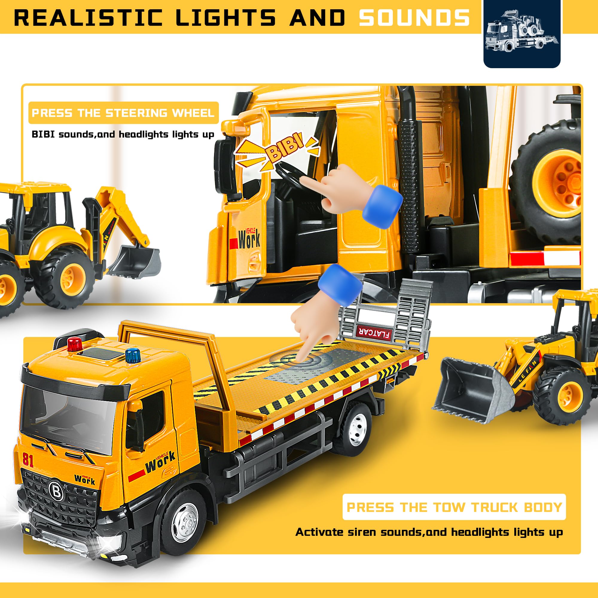 Fold down tailgate feature on ID Gerilla tow truck toy for unloading