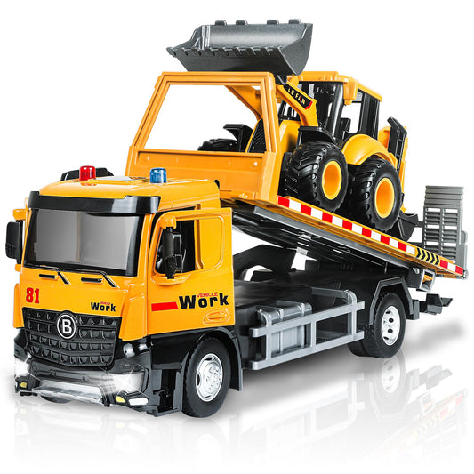 ID Gerilla tow truck toy with metal cab and flatbed for realistic rescue play