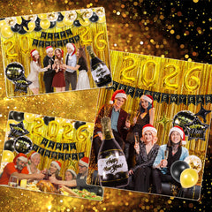 IDAODAN gold latex balloons create vibrant decor clusters for the room.