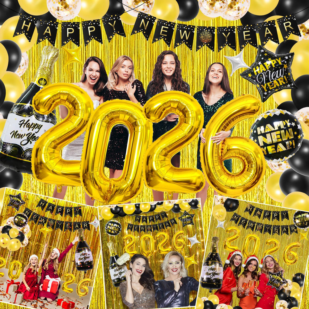 IDAODAN silver foil balloon complements the black and gold theme nicely.