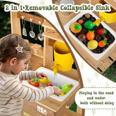 IDEA FAMILY mud kitchen features a faucet and sink for realistic pretend cooking.