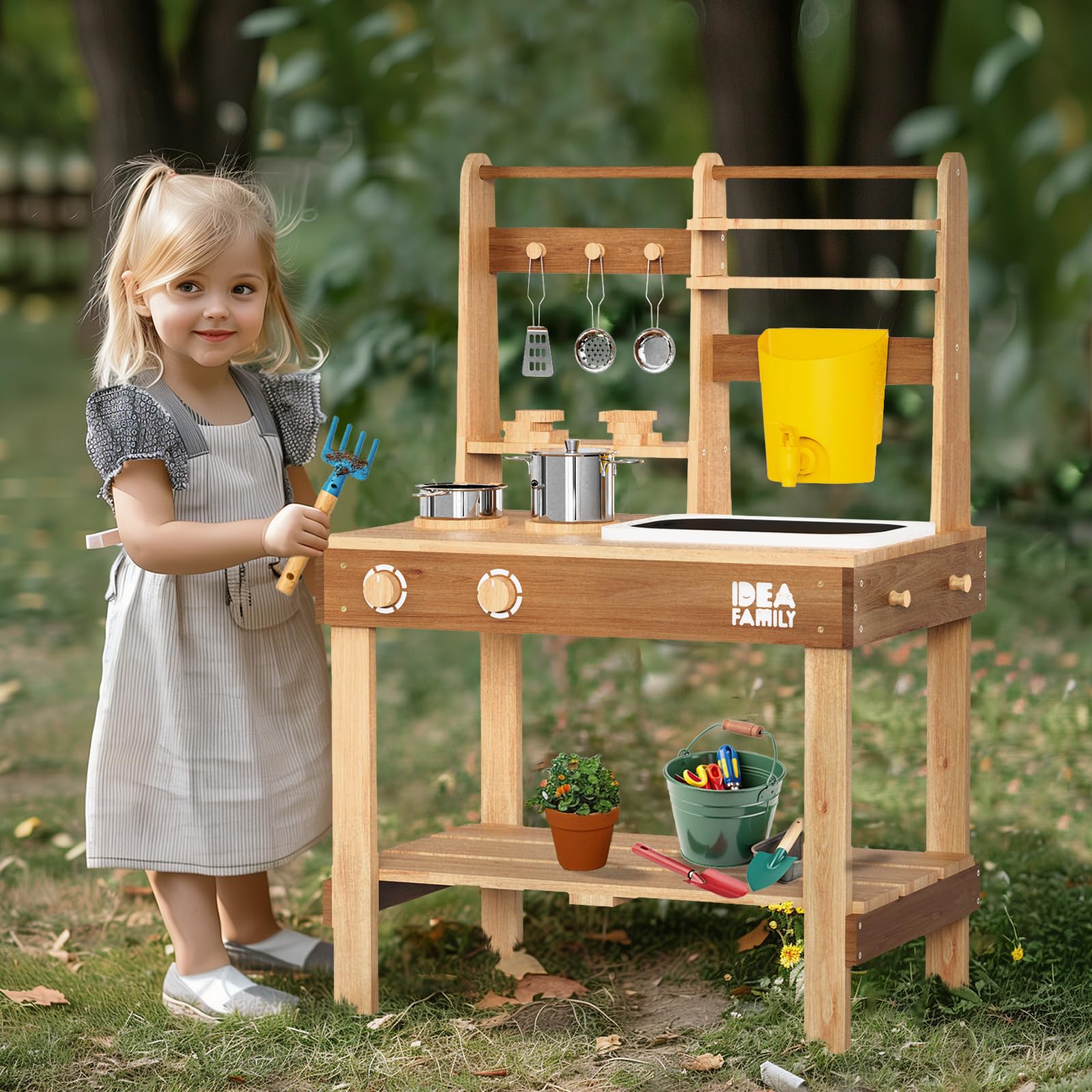 IDEA FAMILY toddler cookware and utensils support collaborative kitchen pretend play.