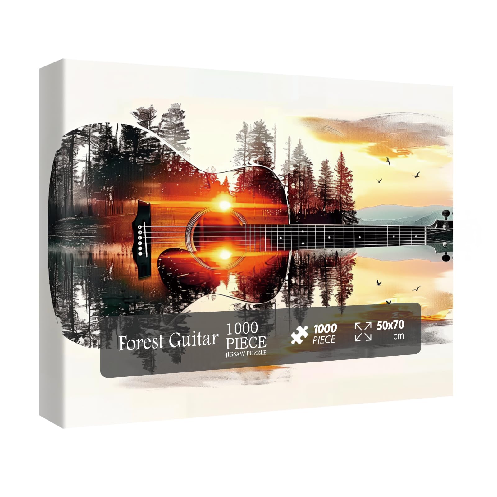 IdeaBazar Colorful Guitar Forest Puzzle with vibrant forest and guitar focus, ideal for calm evenings