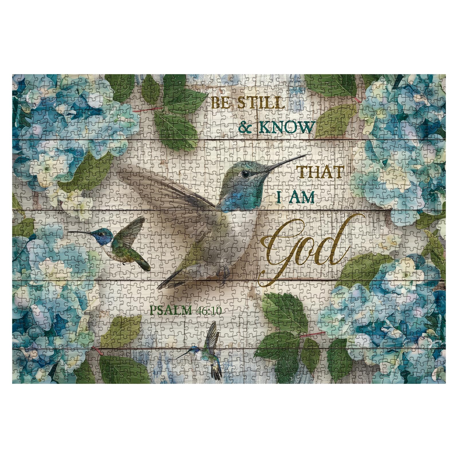 IdeaBazar hummingbirds and hydrangeas puzzle image inspires calm, focused time with family