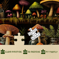 IdeaBazar Mushroom Bookshelf Puzzle with whimsical mushrooms on a shelf