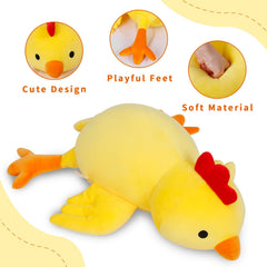 IdeaMeme 24-inch chick plush on a chair, offering gentle support and warmth.