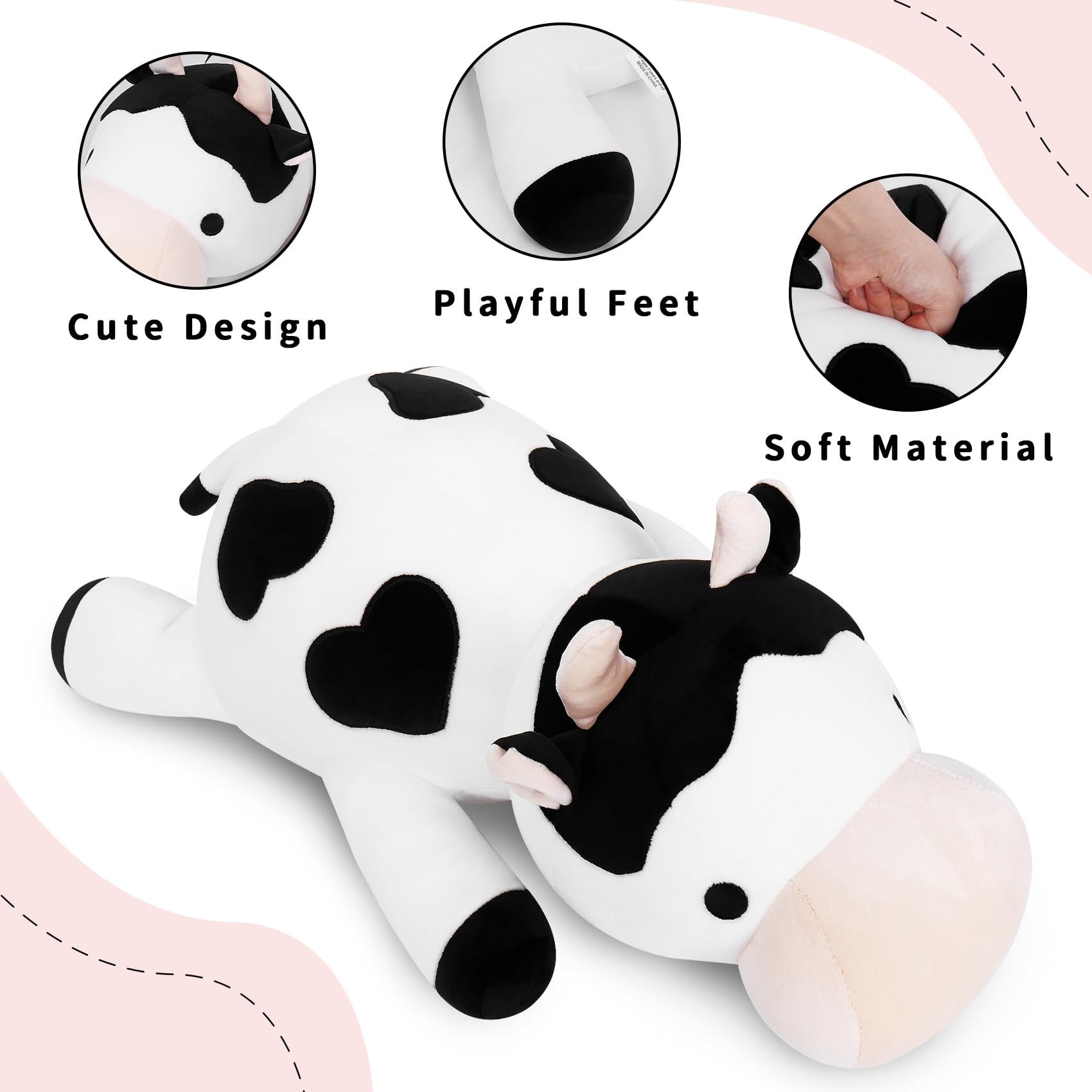 IdeaMeme Cow Weighted Plush ideal for TV time and relaxation.
