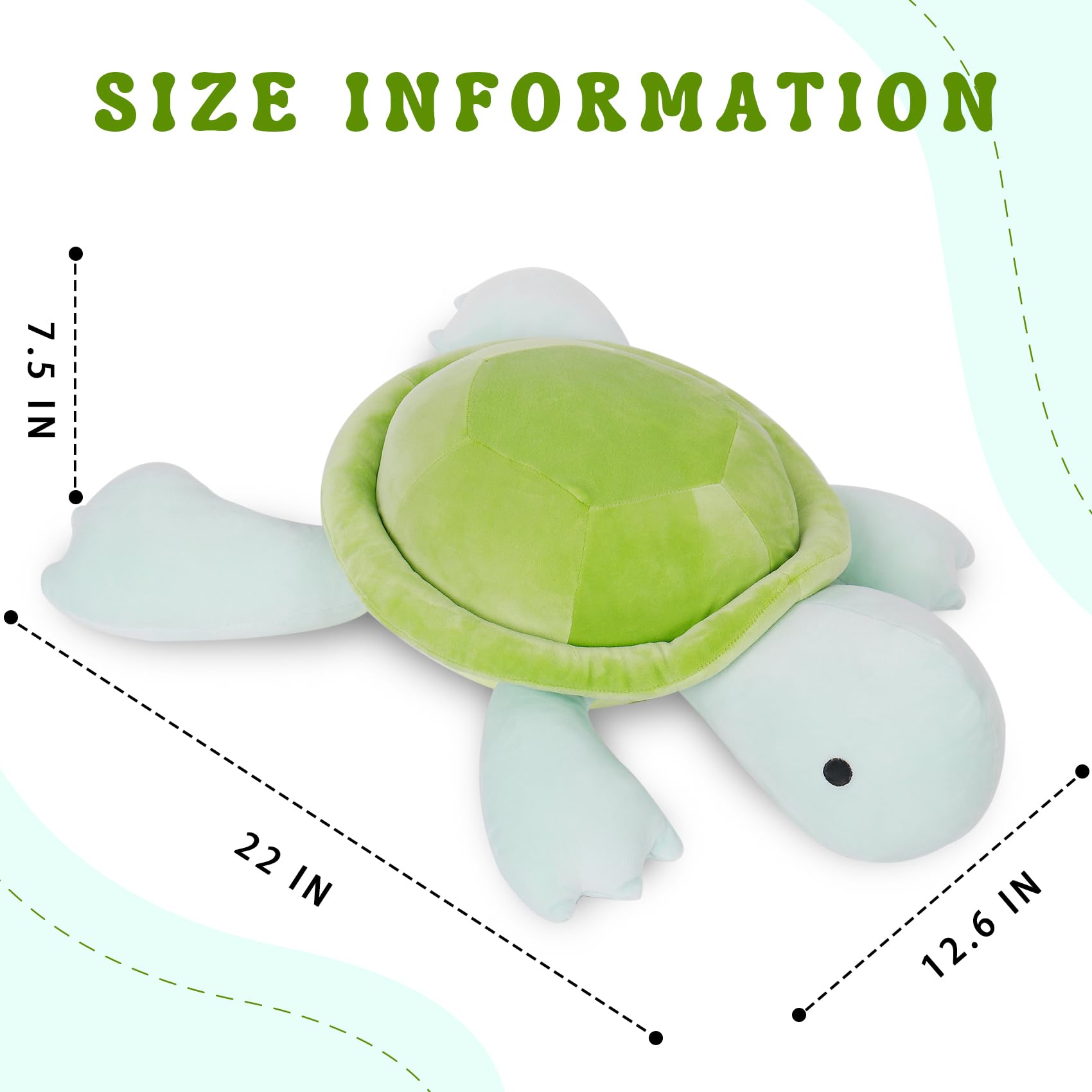 IdeaMeme turtle weighted plush 22 – side profile shows cozy fabric.