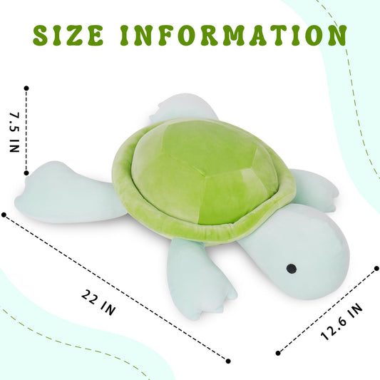 IdeaMeme turtle weighted plush 22 – side profile shows cozy fabric.