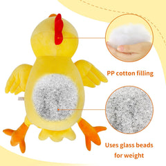IdeaMeme chick plush in a bedroom scene, ideal for cuddling and reading.