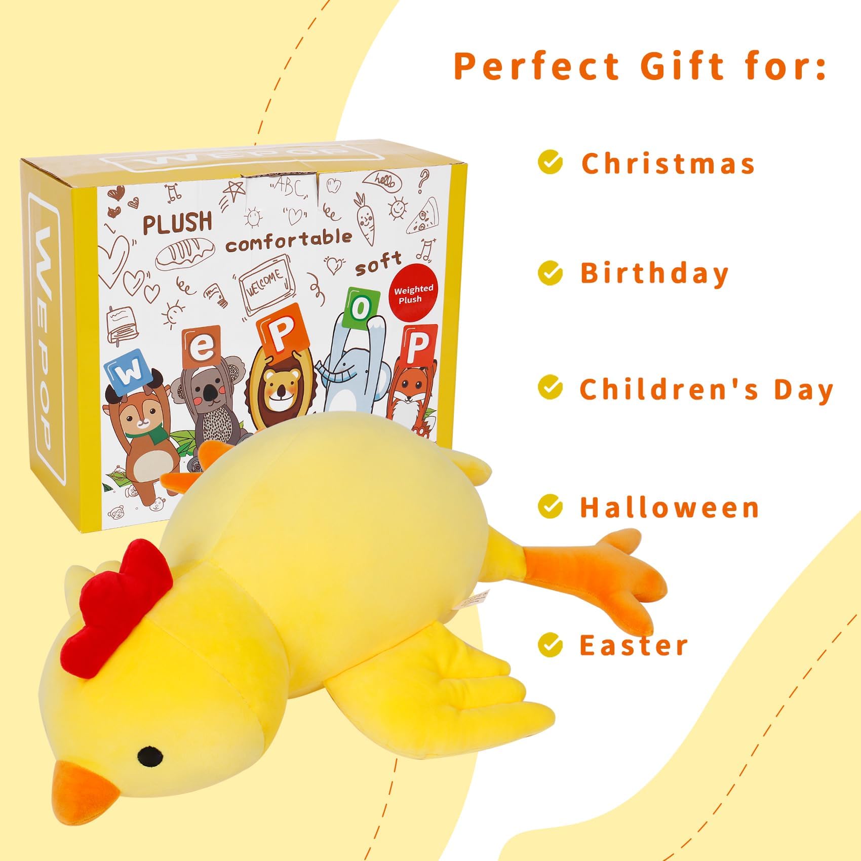 IdeaMeme chick plush care guide image highlighting durable cover and easy maintenance.