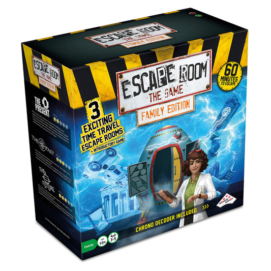 Identity Games Escape Room The Game Family Edition cover – sets stage for family puzzle night.