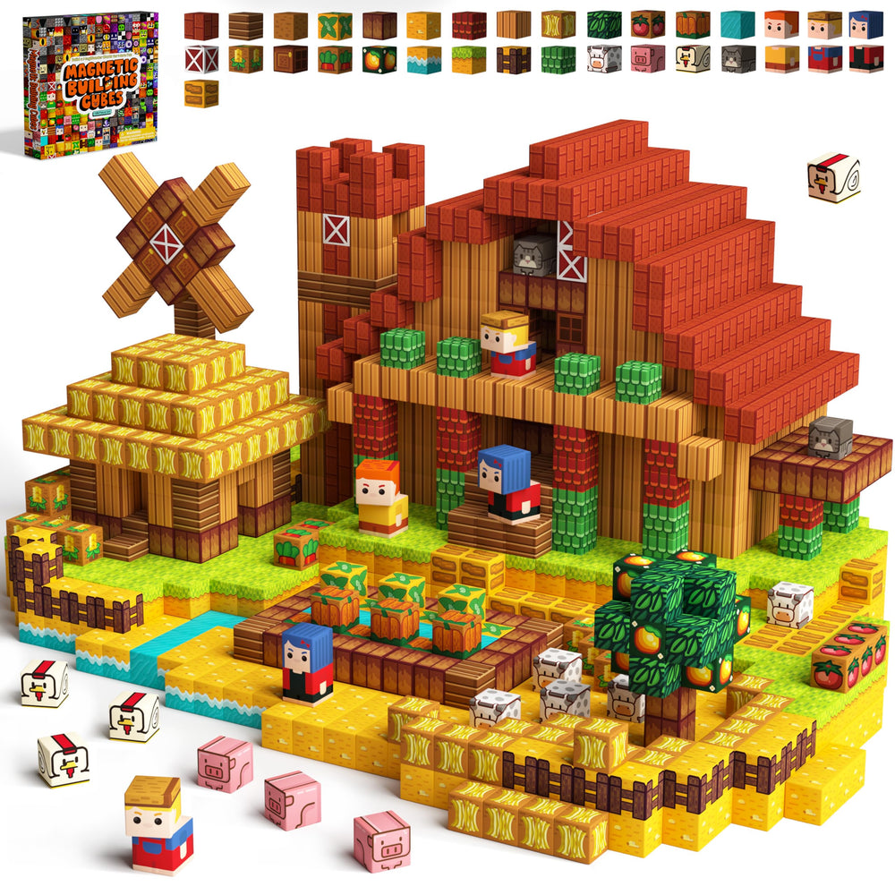idoot 100pcs magnetic blocks farm animal set for imaginative farm play and storytelling